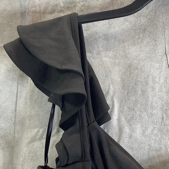 CITY STUDIO Juniors' Black Ruffle Cap-Sleeve X-Back Sheath Mini Dress SZ 17 - Picture 7 of 14